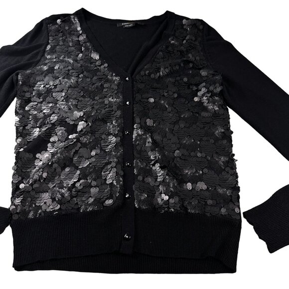 BCBGMaxazria Cardigan Sequins Women Button Front Evening Long Sleeve Sweater - Picture 1 of 16